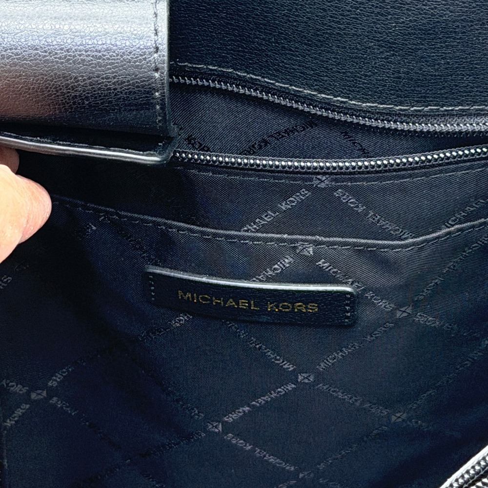 Michael Kors Ellis Large Black Leather Gold Chain Shoulder Tote‎ Bag Purse - Picture 3 of 13